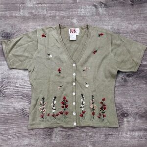 R&K Originals Vintage Women's Embroidered Cardigan, CottageCore, Y2K ,Size 6